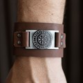 Viking Compass Leather Cuff Bracelet
