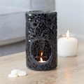 Black Crackle Pillar Oil Burner & Wax Warmer