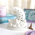 White Pastel Skies Moon Incense Cone Holder