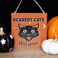 Scaredy Cats Welcome Hanging Sign