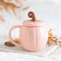Pink Curly Pumpkin Lidded Mug
