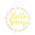 Hello Spring Hanging Daisy Wreath Decoration